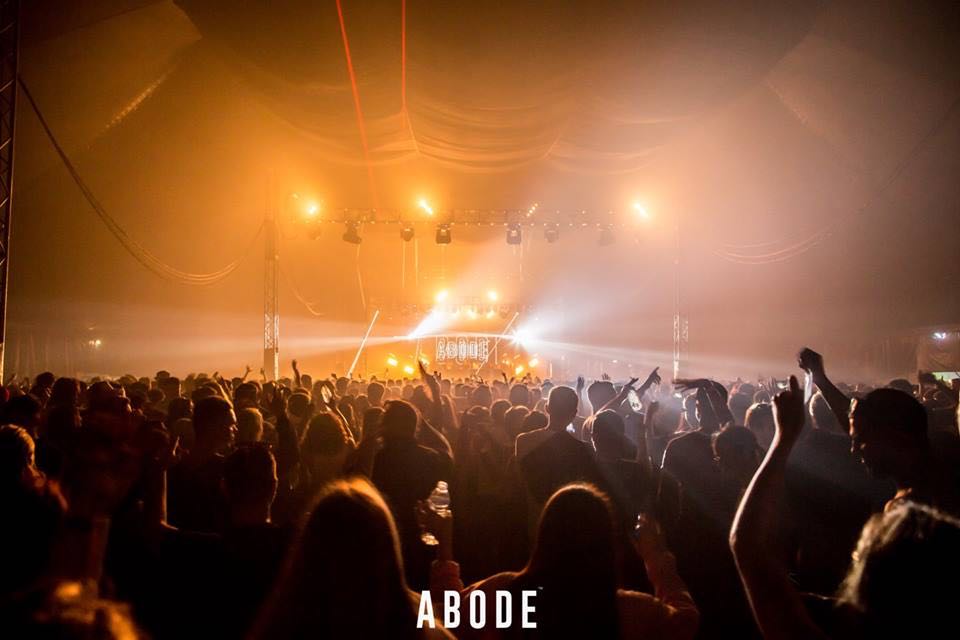 Main stage lights at Abode in the Park Festival