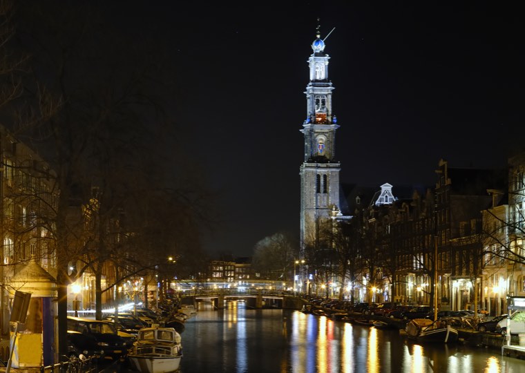 Amsterdam canals by night