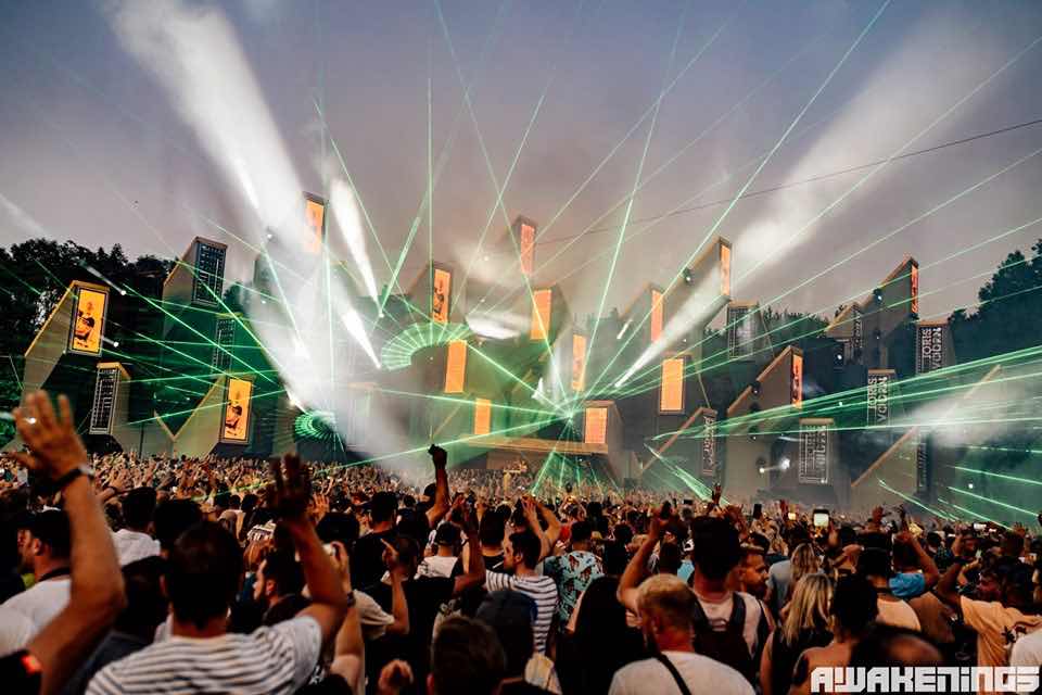Laser show at main stage at Awakenings Festival