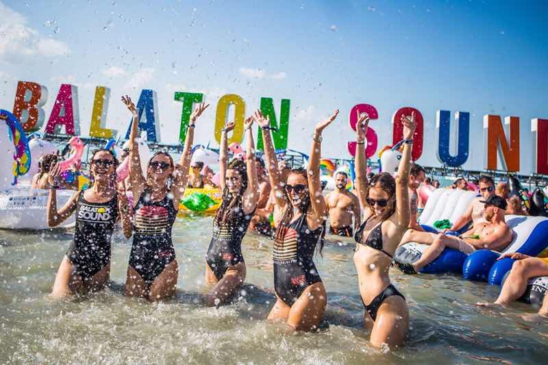 Fans playing in water at Balaton Sound Festival