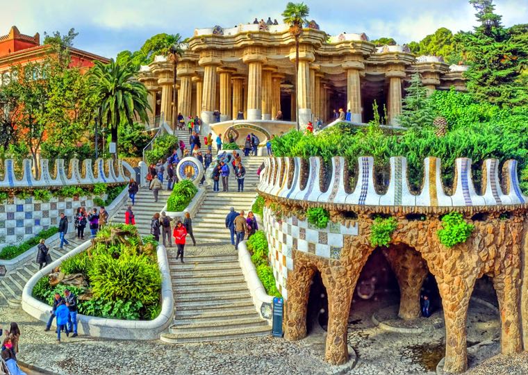 Park Guell Panoramic View in Barcelona