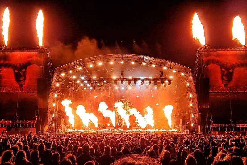 Stage fire show at Bloodstock Open Air Festival