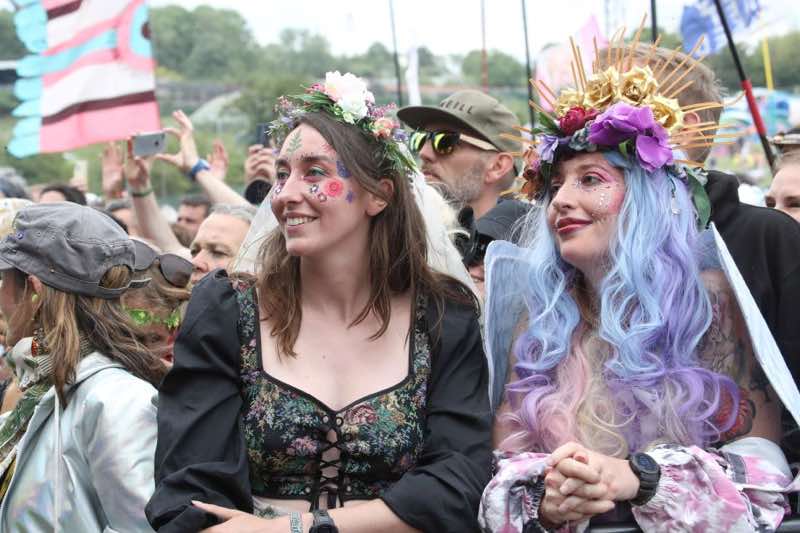 Fans flowers at Glastonbury Festival
