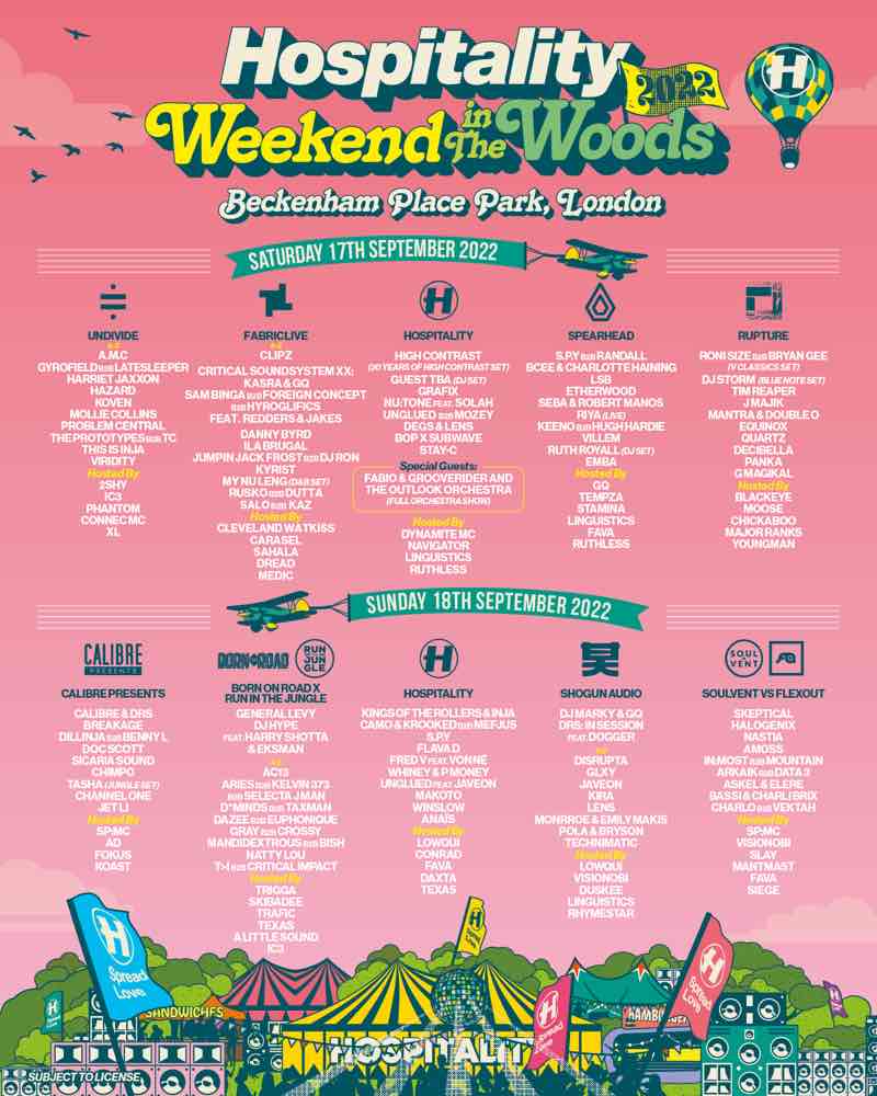 Hospitality Weekend in the Woods 2022 lineup