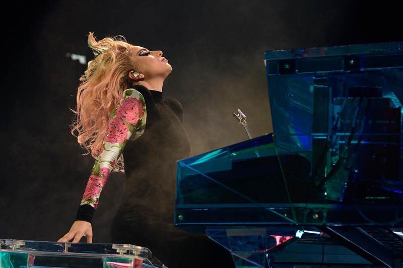 Performing with piano Lady Gaga Concert London