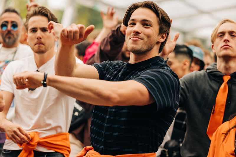 Fans dancing at Loveland Van Oranje Festival