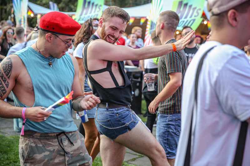 Fans dancing at Manchester Pride Festival