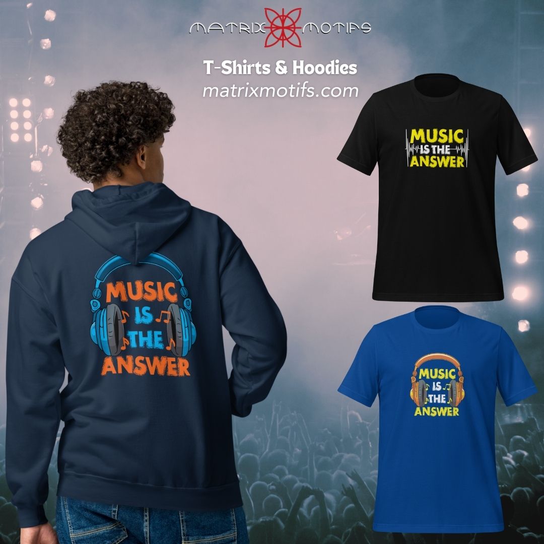 Music is the Answer T-Shirts and Hoodies with headphones