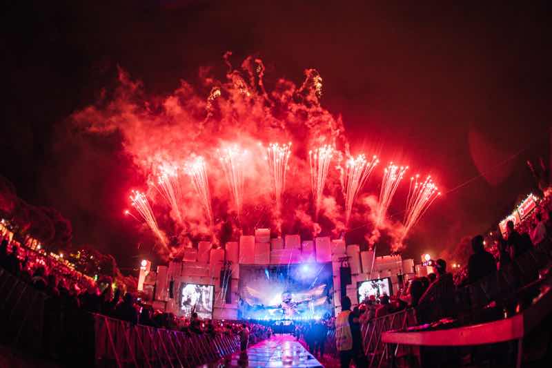 Stage fireworks at Rock in Rio Lisboa Festival
