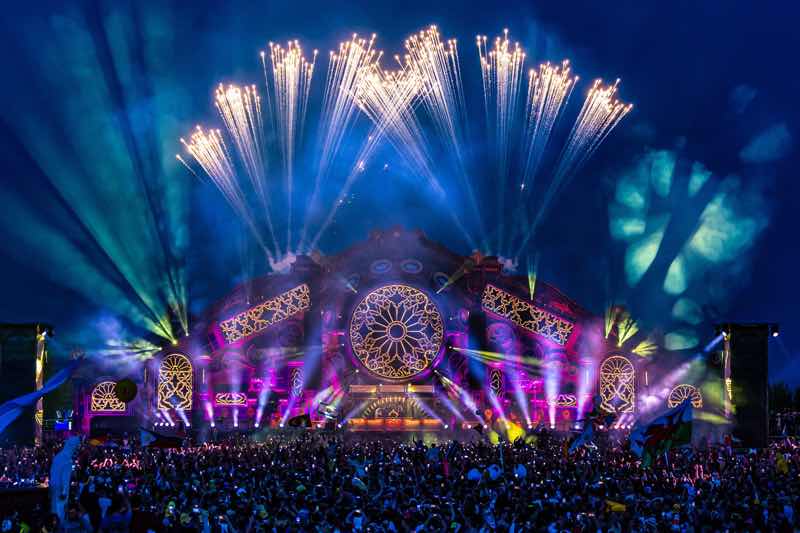 Main stage fireworks at Tomorrowland Festival